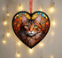Tabby Cat Stained Glass Effect Heart Suncatcher